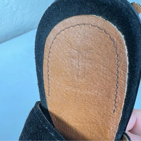 Frye Courtney Slingback Peep Toe Leather Block Heeled Sandals Mules Size 6.5 - Picture 9 of 13